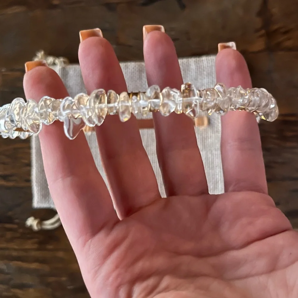 Genuine Clear Quartz Chip Headband Clear Quartz Headband Gemstone Headband